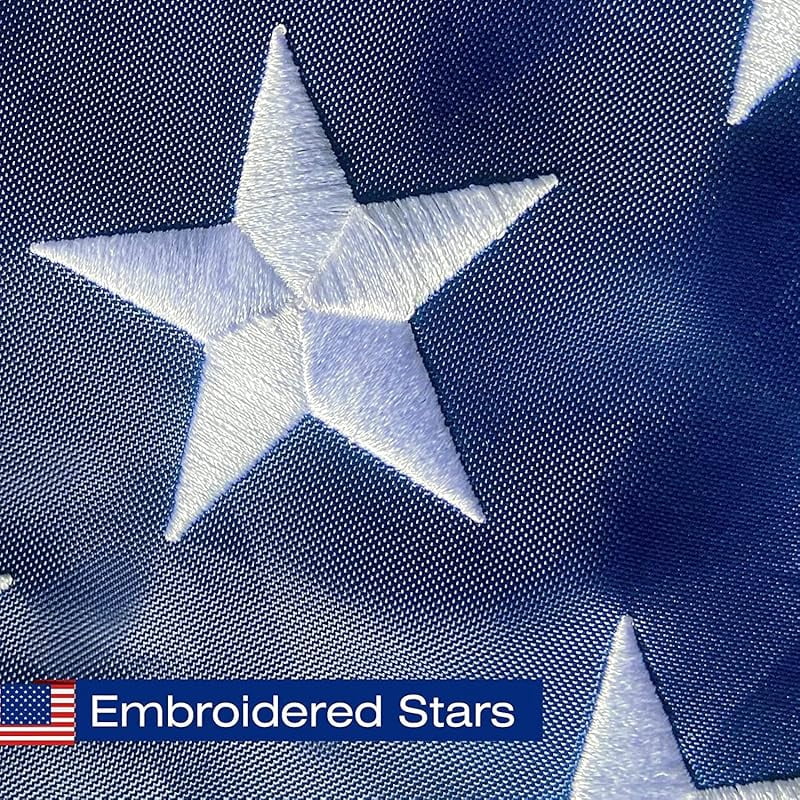 American Flag Pole Sleeve Banner Style USA US Flag Embroidered Stars Sewn Stripes Pole Sleeve Heavy Duty Durable (Flag Pole is NOT Included)