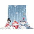thumbnail image 2 of Christmas Cute Snowman Throw Flannel Blanket 40x50In Winter Snowflakes Blue Ombre Super Soft Cozy Bed Blanket, Lightweight Plush Fuzzy Bed Throw for Bedroom Sofa Couch Living Room, 2 of 4