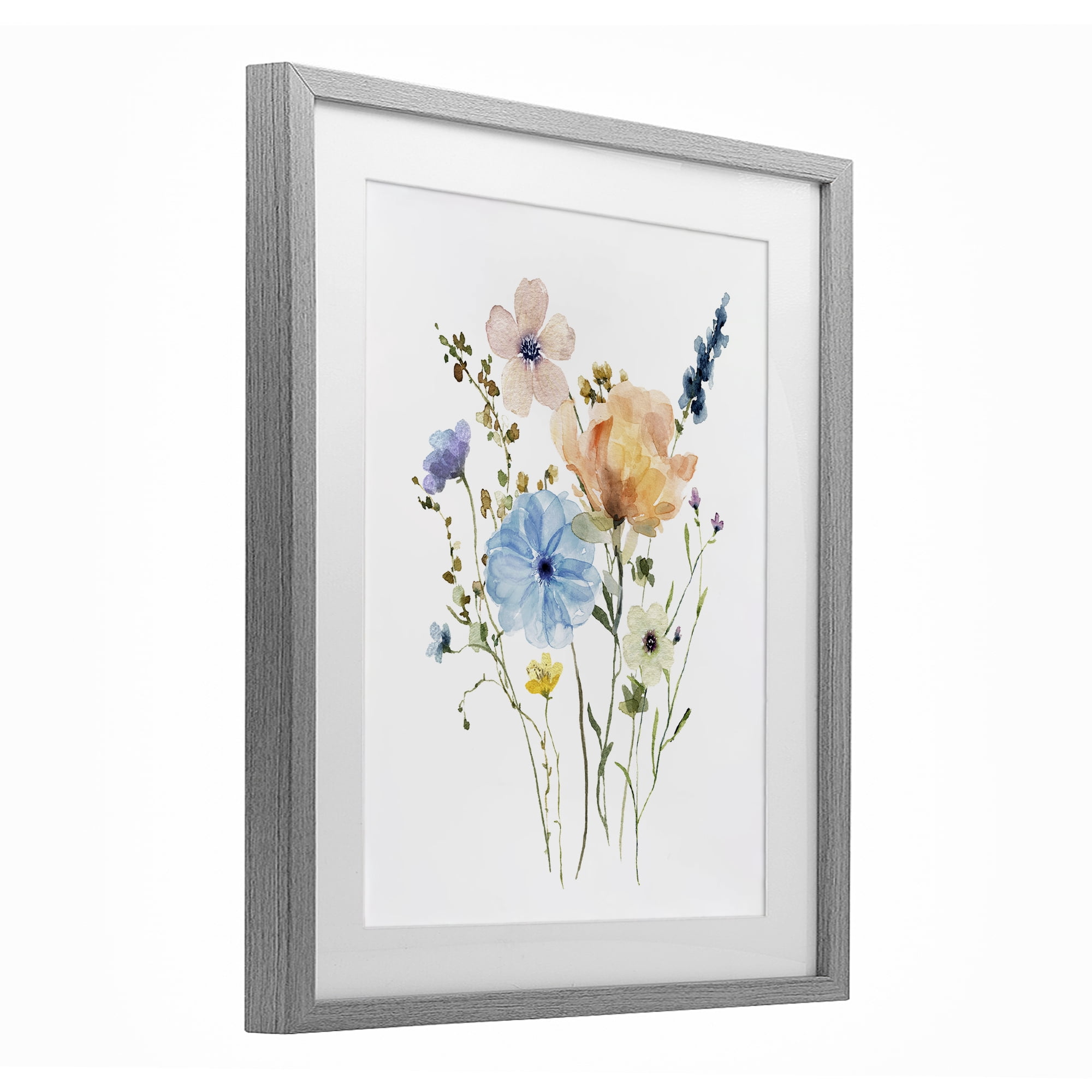 Stupell Industries Wildflower Sprig Bundle Gray Framed Print Under Glass, design by Livi Finn