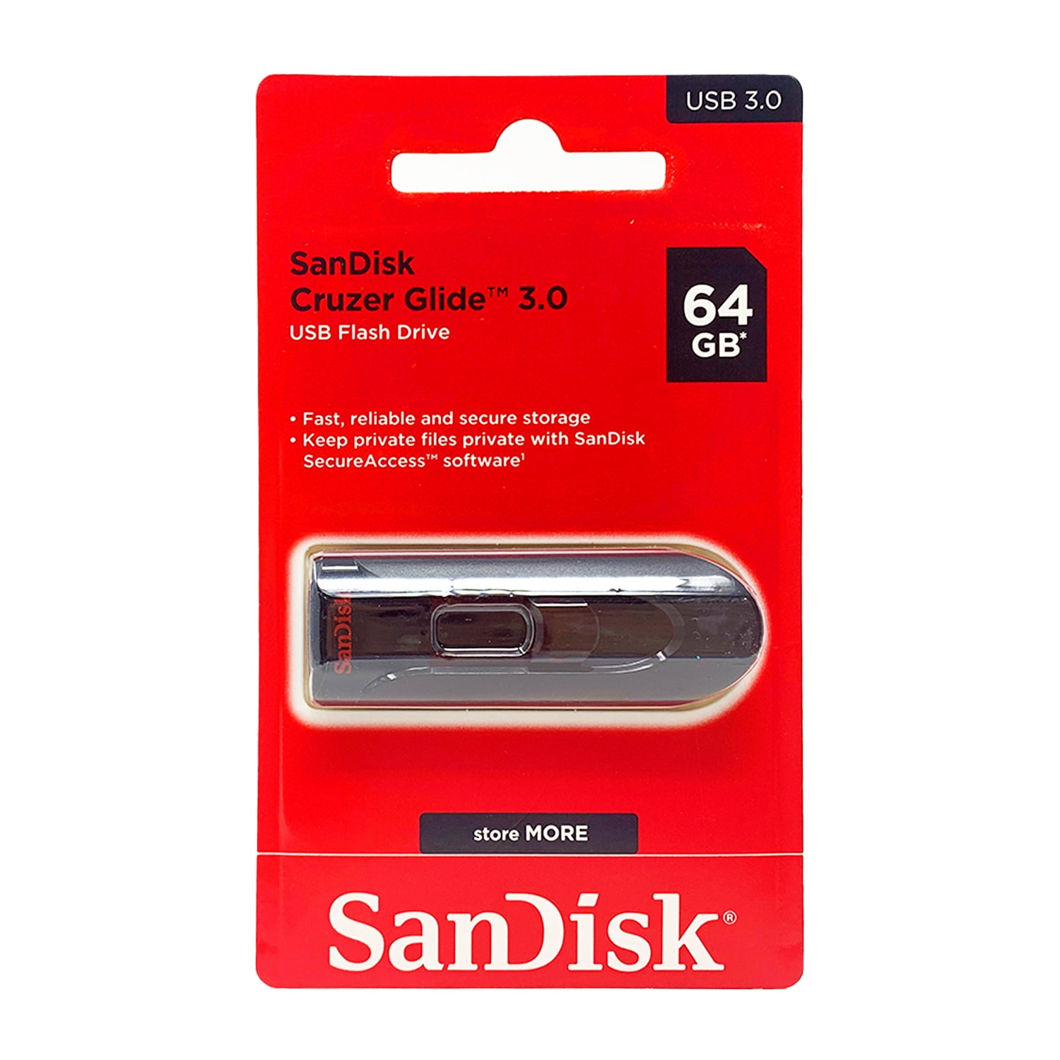 SanDisk 64GB Cruzer Glide USB 2.0 Flash Drive - Secure