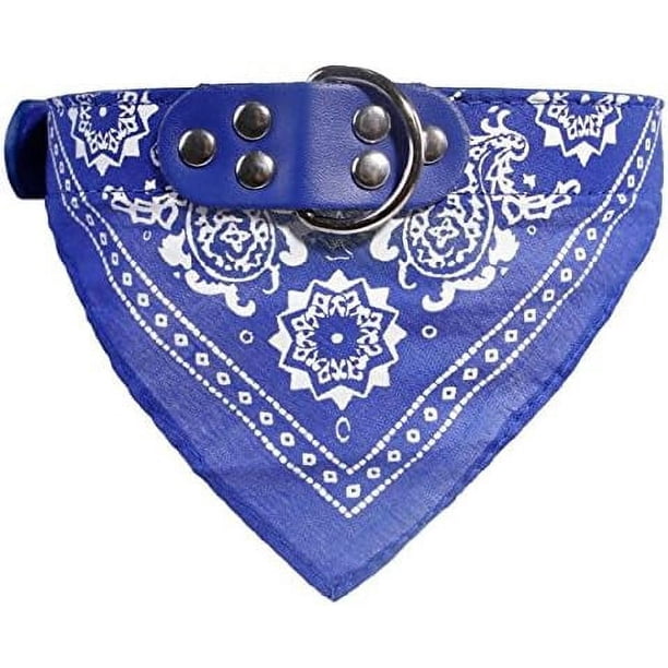 Collar de pañuelo para perro de moda, collar para perro, pañuelo mediano para niño, pañuelo para cachorro con collar para perros (azul M)