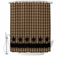 thumbnail image 2 of Shower Curtains for Bathroom, Brown Black Plaid Waterproof Fabric Shower Curtain, Vintage Rustic Star Buffalo Check Decorative Bathroom Curtain for Bathtub, 72"x72", No Hooks Included, 2 of 9