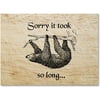 Sorry It Took So Long Sloth Greeting Card - Blank on the Inside - Includes 12 Cards and Envelopes - 5.5"x4.25" (Tan)