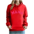 thumbnail image 2 of Qulqfy Women Mama Hoodies Pullover Valentines Red Long Sleeve Hoodies Fall with Pouch Blouses for Women 2XL, 2 of 4