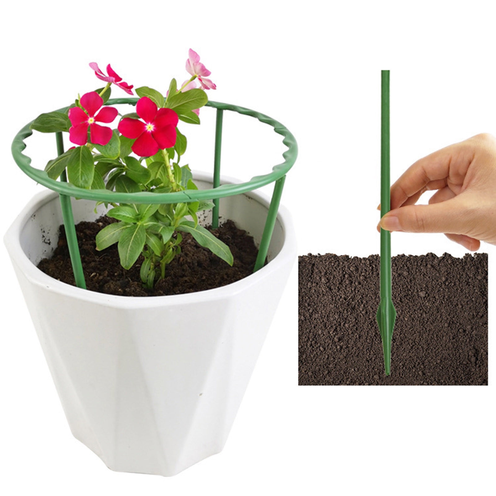2025 New Support Stake, 6PCS Half Round Support Ring Cage, Flower Pot Climbing Trellis for Clivia, Roses, Hydrangea, Indoor (5.9 x 5.7 in)