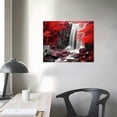 thumbnail image 3 of COMIO Forest Canvas Wall Art Red and Black Bathroom Wall Decor Fall Pictures Mountain Waterfall Landscape Poster Tropical Tree Painting Nature Scenery Artwork for Living Room Home Decorations, 3 of 4