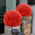 thumbnail image 4 of LBJTAKDP Flower Grass Ball, Artificial Grass Ball Flower Garland, Round Faux Grass Balls Hanging Garden Topiary Balls Ceiling Decoration Christmas, Red, 4 of 5