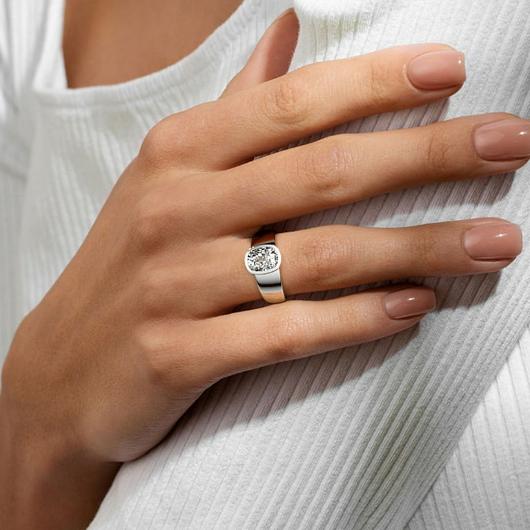 Dash Jewel 14K White Gold Over Rings Ct Oval Cut Diamond