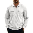 thumbnail image 2 of LYSMORA Men's Lapel Collar Full Zip Waffle Knit Shirt Jacket Long Sleeve Utility Outerwear with Chest Flap Pockets, 2 of 8