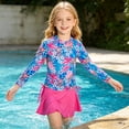 thumbnail image 6 of Lanbubble Girls Swimsuit Rash Guard Set 2 Piece Long Sleeve Bathing Suit Swim Skirt with Shorts 3-10 Years, 6 of 10