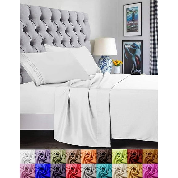 Elegant Comfort® 1500 Series Egyptian Quality 4pcs Sheet Set - ALL SIZES AND COLORS, Full White