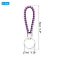 thumbnail image 2 of Braided Leather Keychain with Stainless Steel Key Ring, PU Woven Wristlet Lanyard, Pink Purple, 2 of 5
