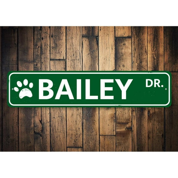 Pet Name Street Novelty Decor, Metal Wall Sign - 4x18 Inches