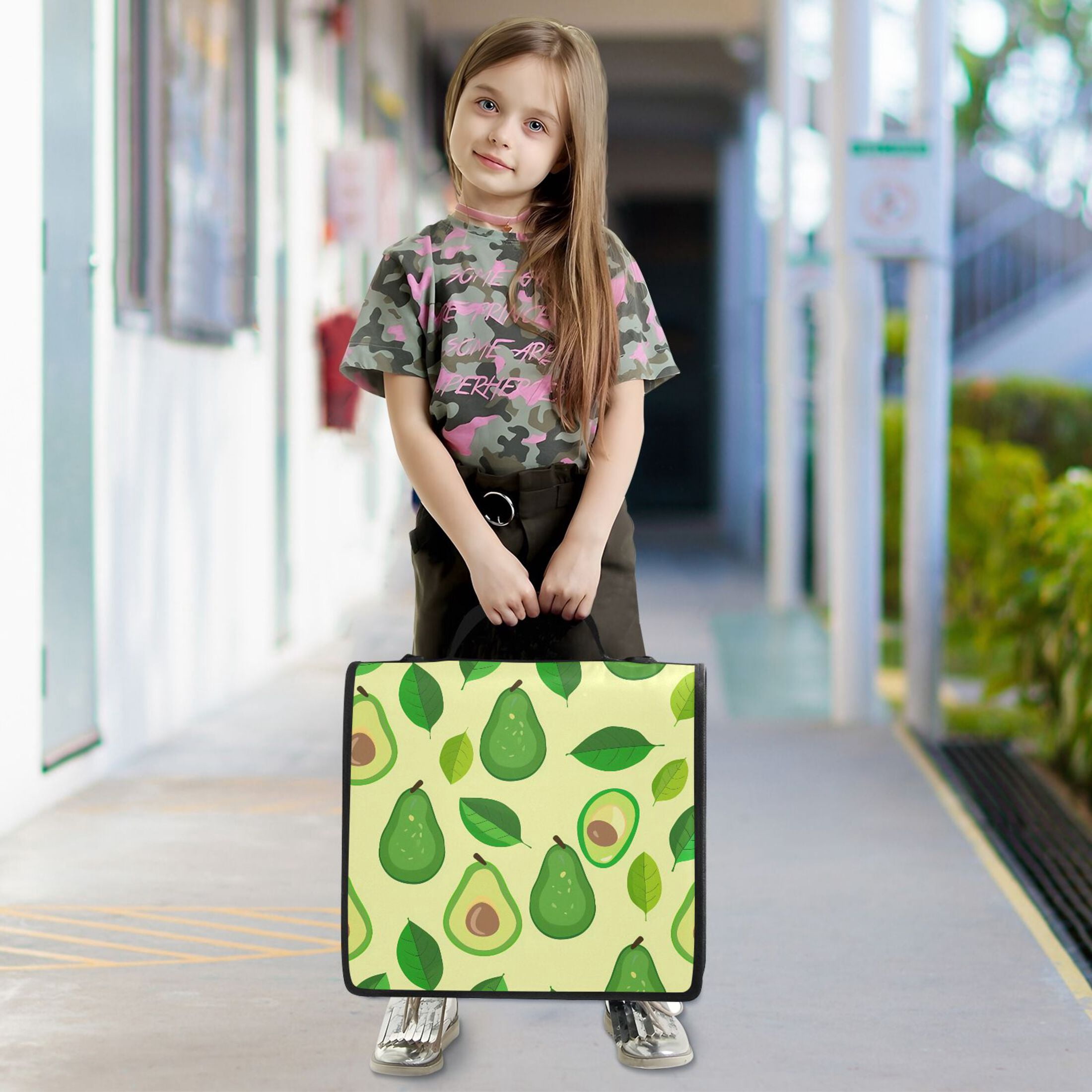 ALAZA Zipper Binder Green Avocado 3 Ring Trapper Keeper File Folder Organizer Bag