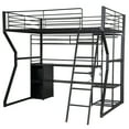 thumbnail image 6 of Full Size Black Metal Gaming Loft Bed w/ Desk, LED, Open Wardrobe, & Storage - Space-Saving Design for Bedroom/Dorm, 77.56"L x 56.38"W, 6 of 23