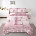thumbnail image 3 of Homewish Bling Bowknot Monogrammed Bedding Comforter Set, Romantic Initial E Letter Twin Comforter Sets, Dreamy Princess Style Reversible Bedding Set, Breathable Home Decor, 2pcs, 3 of 8