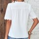 thumbnail image 4 of Top de verano para mujer, manga corta, blanco, con un solo pecho, cuello en V, encaje de ganchillo para mujer, blanco XXL, 4 of 6
