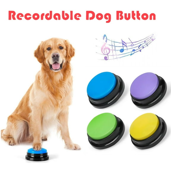Hunger for Words Talking Pet Starter Set - 4 Piece Set Recordable Buttons for Dogs, Talking Dog Buttons, Teach Your Dog to Talk, Talking Pet, Dog Training Games, Dog Buttons for Communication