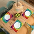 thumbnail image 3 of Rainbow Tie Dye Placemats Set of 6 Rectangle Table Mats Washable Heat-Resistant Place Mat for Kitchen Dining Table Decor Indoor Outdoor, 3 of 5