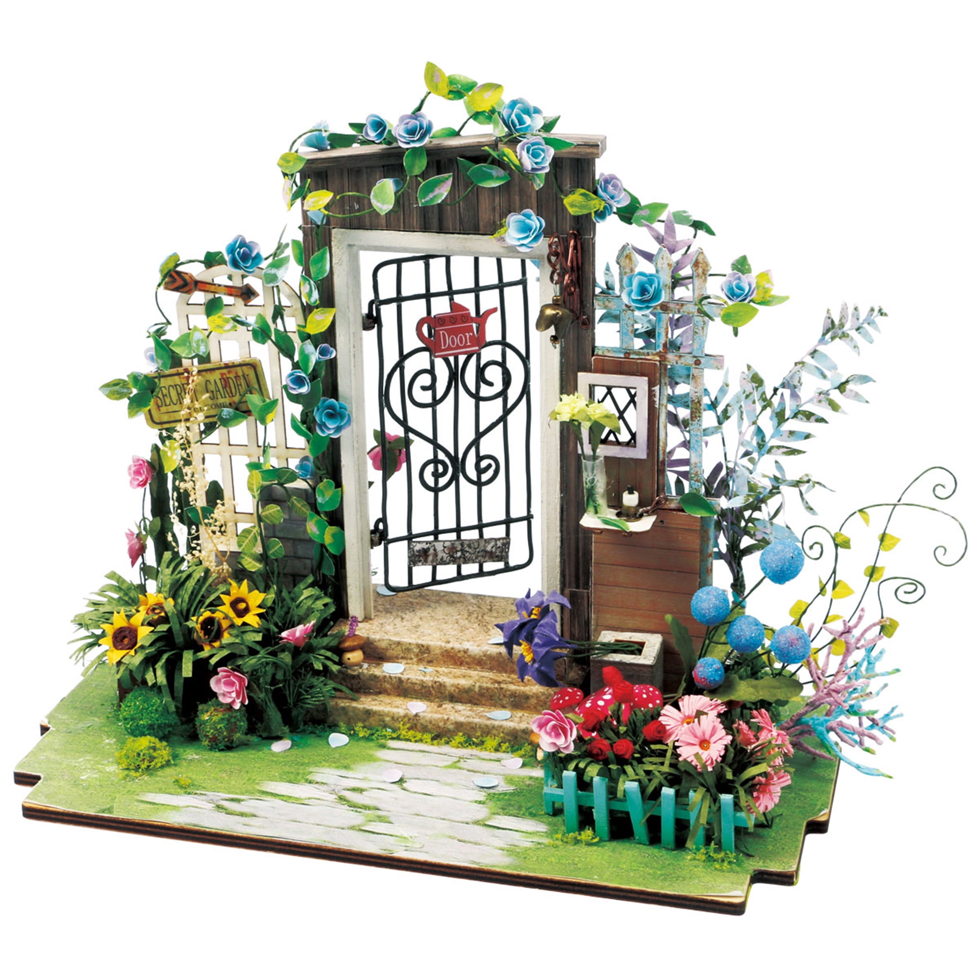 Details about   DIY Dollhouse Flower Garden Cafe House Miniature Dollhouse Kids LED Toy W6T3 