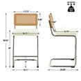 thumbnail image 4 of 26" Rattan Bar Stools, Set of 2, Rattan Counter Height Velvet Armless Bar Stools with Cane Back for Home Office Kitchen Island, 4 of 7