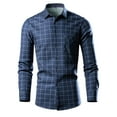 thumbnail image 5 of Njoeus Men's Button-Down Plaid Shirts Regular Fitted Long Sleeve Dress Shirts for Men Casual Work T-Shirts with Pocket （Available In Big & Tall Size) 3X 4X 5X Clearance Blue, 5 of 6