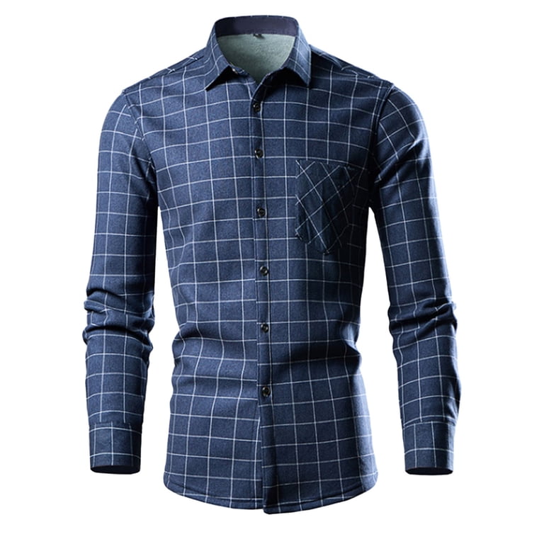 Njoeus Men's Button-Down Plaid Shirts Regular Fitted Long Sleeve Dress  Shirts for Men Casual Work T-Shirts with Pocket Available In Big & Tall  Size) 3X 4X 5X Clearance Blue - Walmart.com