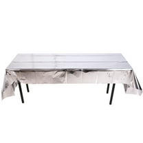 VerPetridure Glossy Disposable Tablecloth Party Party Decoration Products Foil Tablecloth Silver Leaveable Tablecloth Christmas Party Decoration Foil Tablecloth