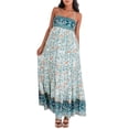 thumbnail image 1 of Gibobby Vestido largo de verano para mujer Vestido holgado informal informal con cinturón de flores y cinturón Halter de verano para mujer(Azul,M), 1 of 5