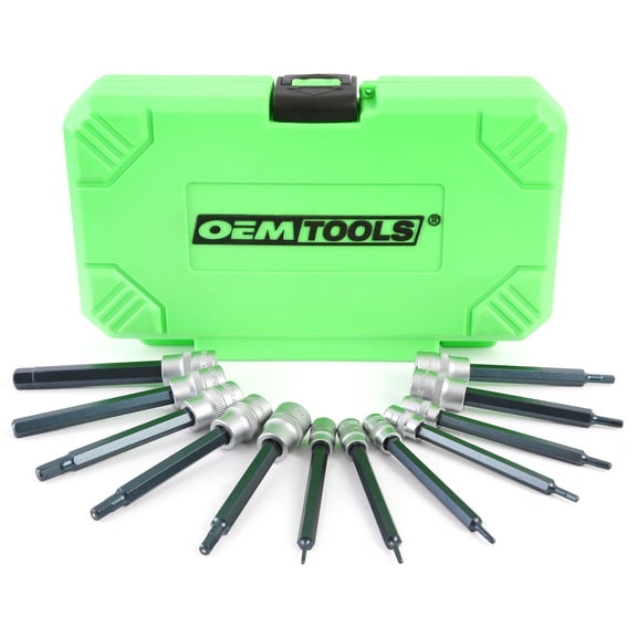 OEMTOOLS SAE Magnetic Long Hex Bit Socket Set, 12 Pieces