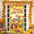 thumbnail image 2 of Thanksgiving Party Decoration Door Cover Polyester Photography Background Cloth 90 cm x 180 cm Multicolor Maple Leaf Pumpkin Design, 2 of 7