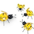 Metal Wall Bumble Bee 4 Pack 3D Sculpture Wall Art Bee Ornament