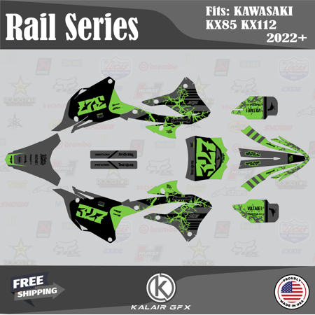 Kalair GFX Graphics Kit for Kawasaki KX112 (2022-2023) Rail Series Kalair GFX Graphics Kit for Kawasaki KX112 (2022-2023) Rail Series