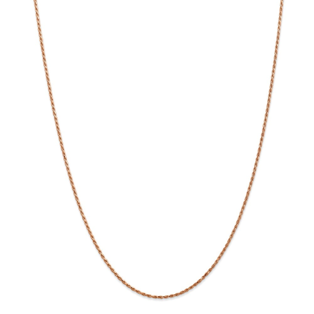 Real 14kt Rose Gold 1.5mm Diamond Cut Machine-made Rope Chain; 30 inch; Lobster Clasp; for Adults and Teens; for Women and Men