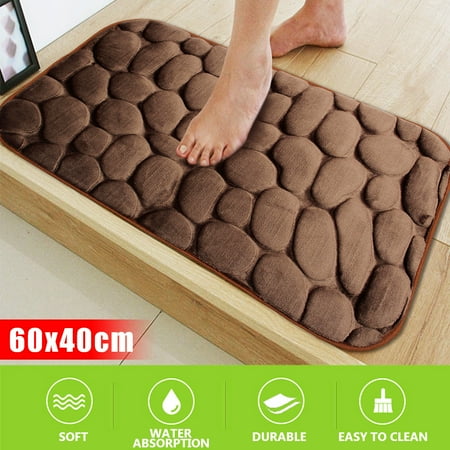 Pebble Kitchen - 24'' x 16'' Doormat Non-Slip Pebble Rock Bath Rug Microfiber Bath Floor Door Mat Bathroom Kitchen