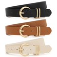 thumbnail image 1 of Pantalones vaqueros de cuero Belt XZQTIVE para mujer con hebilla dorada, 1 of 5