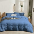 thumbnail image 2 of D.N.G. BEDDINGS 3 Piece Boho Chic Pom Pom Comforter, All Season Down Alternative Bedding Comforter with 2 Pillow Shams (Super King Size, Medium Blue) 800 Thread Count, Egyptian Cotton., 2 of 6