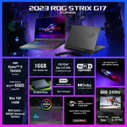 ASUS ROG Strix G17 (2023) 17.3” QHD 240Hz Gaming Laptop, AMD Ryzen 9-7845HX, NVIDIA GeForce RTX 4060, 16GB DDR5 RAM, 1TB SSD, Windows 11, G713PV-WS94