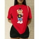 thumbnail image 3 of Camiseta Blusa De Manga Corta Con Cuello Redondo Impresa De Oso Para Mujer Color Rojo Talla Chica Marca Emil SaEs, 3 of 4