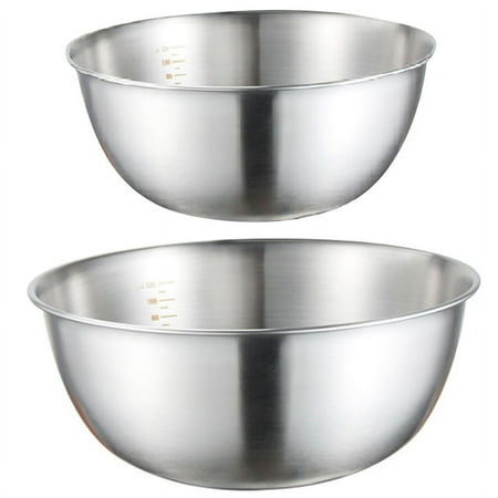 

2PCS Stainless Steel Mixing Bowl with Scale Deep Mixing Egg Bowls