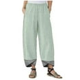 thumbnail image 1 of Women Fashion Light Linen Pants Women with Zipper Pockets Women Elastic Drawstring Running Pants for Women plus Size Women Short Dress Pants Wide Pants And Striped Leg Warmers Womens plus Pants Women, 1 of 2