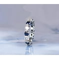 thumbnail image 3 of Blue Sapphire & Moissanite Full Eternity Wedding Band Ring Anniversary Gift For her Women Silver, 3 of 4