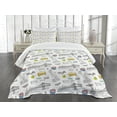 thumbnail image 3 of Ambesonne USA Quilted Bedspread Set 3 Pcs, Liberty Manhattan, Queen Size, Yellow Grey White, 3 of 5