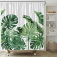 thumbnail image 3 of AMFD  Leaves Shower Curtain Green  Banana Monstera Leaf Summer Plant Jungle Botanical Bathroom Curtains Decor Fabric Set Include Hooks,(36" Wx70 H), 3 of 8