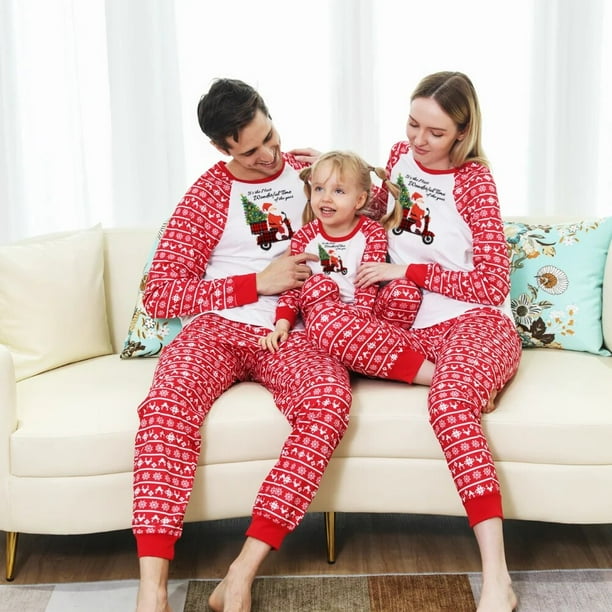 2021 Navidad adultos chico familia ropa conjunto de pijamas familia traje a juego de celosia pijamas de Navidad bebe familia Homewear Walmart en linea