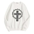 thumbnail image 4 of Arlun Christian Sweatshirt for Women Jesus Faith Trendy Leopard Cross Graphic Printed Pullover Tops Long Sleeve Crewneck Loose Cozy Religious Cute Y2K Sweatshirt White XL, 4 of 4