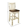 thumbnail image 2 of Montana Collection Barstool w/ Back, Clear Lacquer Finish w/ Upholstered Seat, Saddle Pattern, 2 of 4