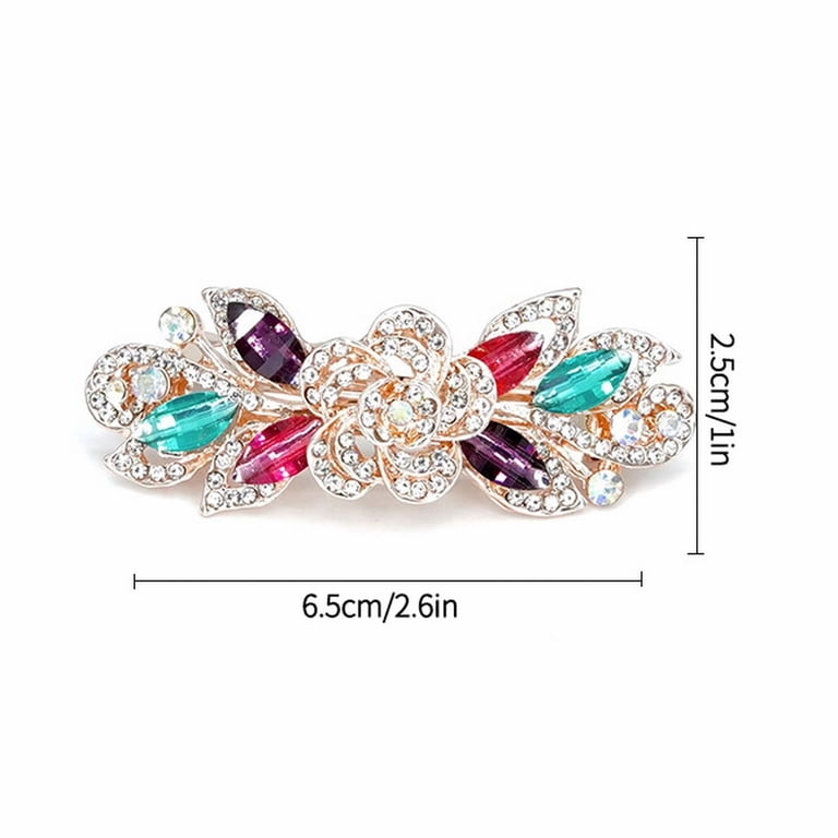 Floral Crystal Rhinestone Hair Barrettes - Multicolor Amazon.com : Crystal Hair Clips Large Sparkle Rhinestone  main image 2