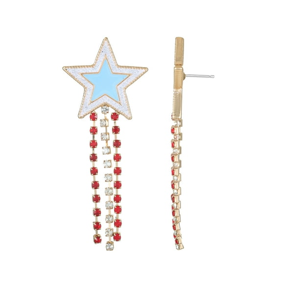 Way to Celebrate Americana Patriotic Star Crystal Drop Earrings