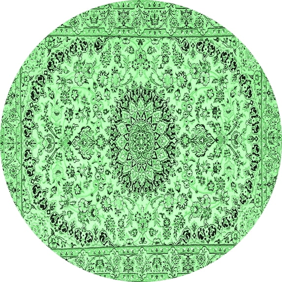 Ahgly Company Indoor Round Medallion Emerald Green Traditional Area Rugs, 8' Round